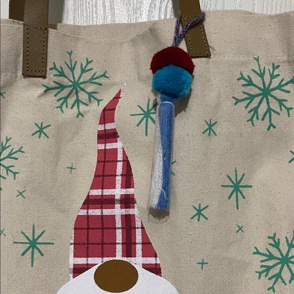 Festive Gnome Holiday Tote Bag - Cream and Red - Picture 3 of 4